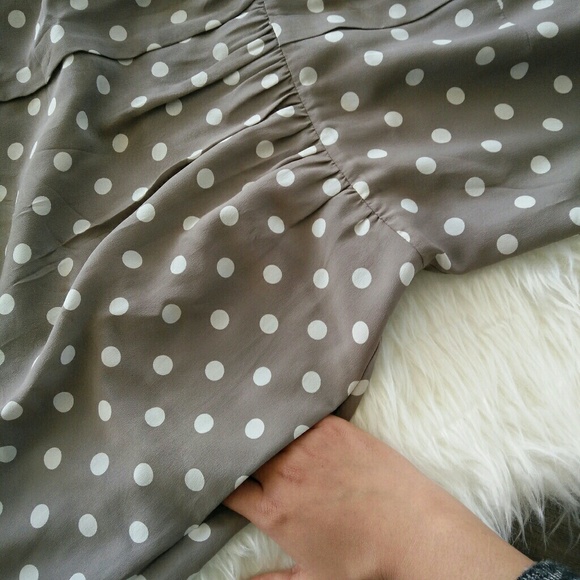 [Madewell] polka dot Tan dress 100%silk size 4 - Picture 7 of 8